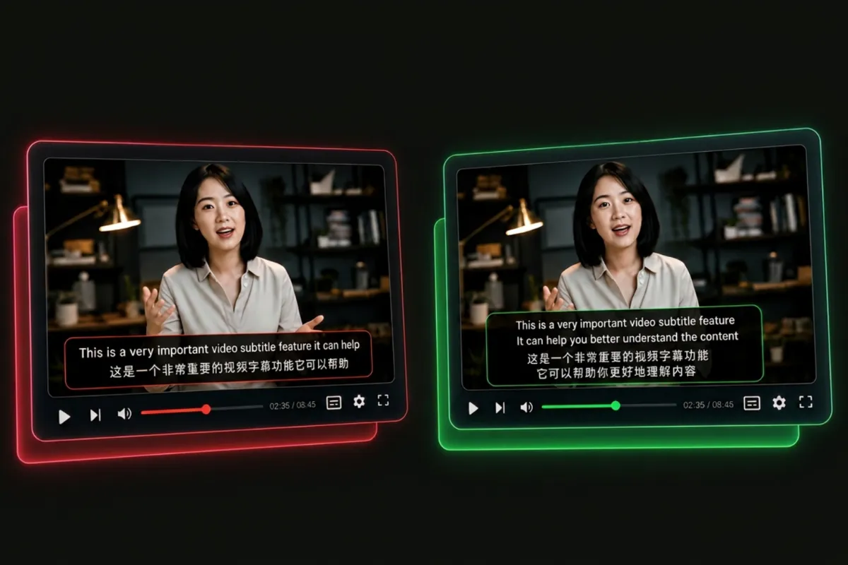 Chinese subtitles with smart line breaks and subtitle timing